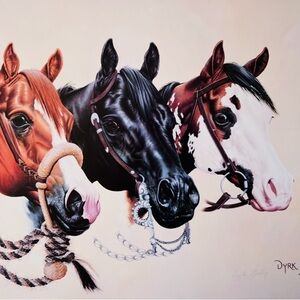 Vintage Horse Trio Unframed Art Print